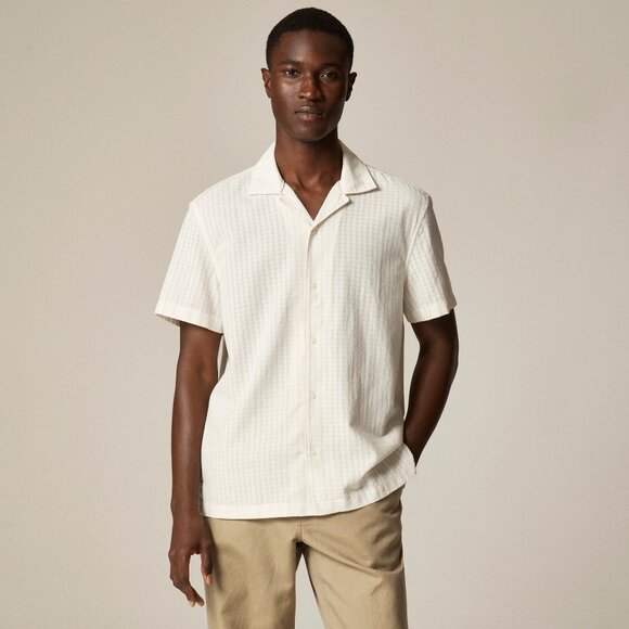 J. Crew Men's Short-sleeve cotton dobby camp-collar shirt Small - Picture 2 of 7